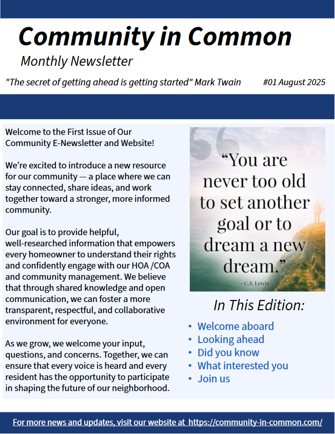 Community in Common Aug. 2025
