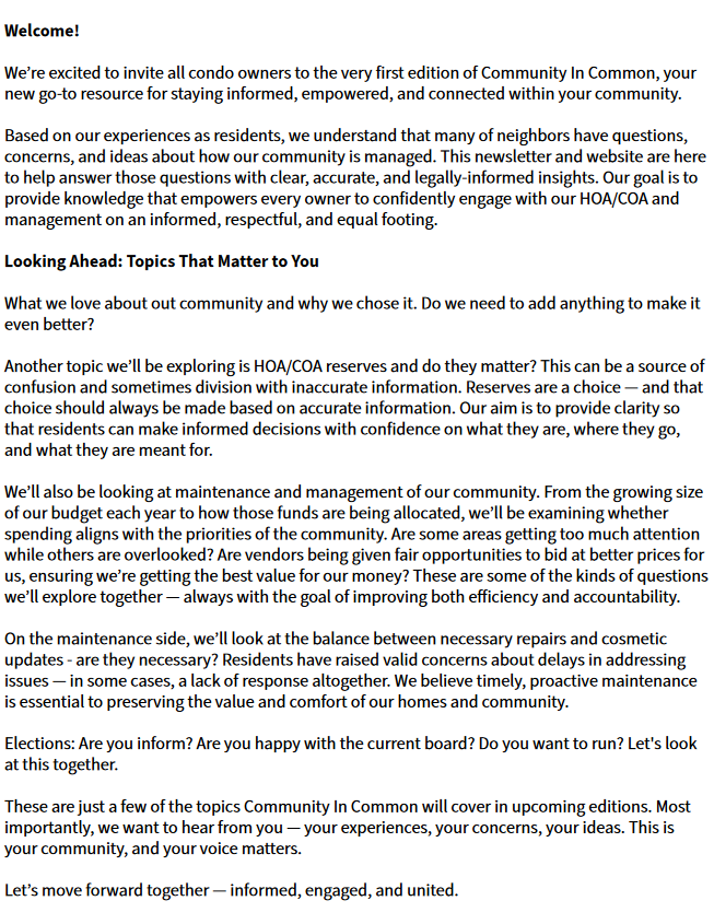 Community in common August 2025