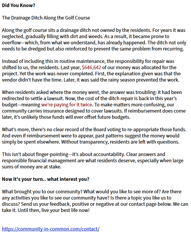 Community in Common Sept. 2025