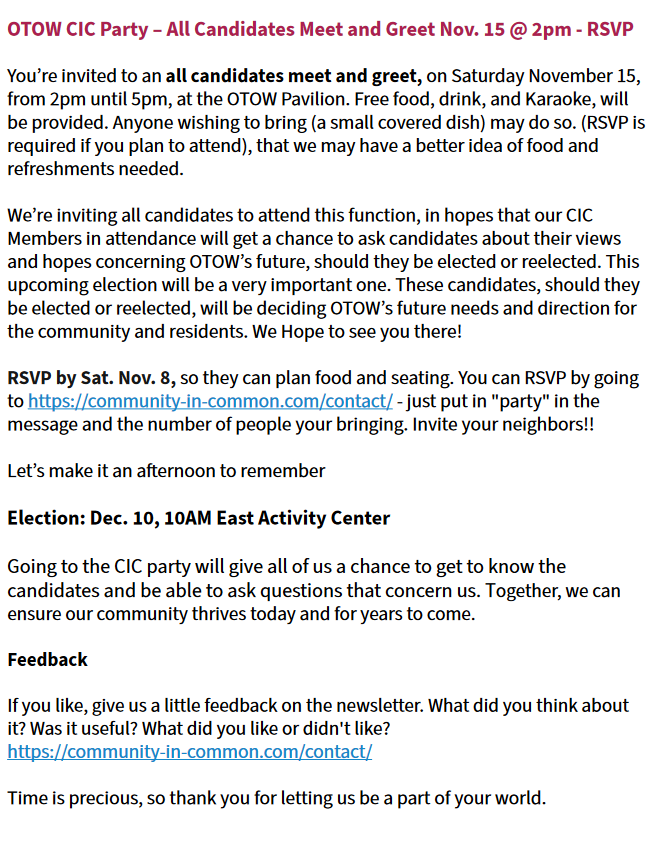 Community in Common Nov